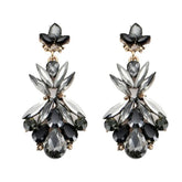 Katie Crystal Dangle Earring in Black and Grey